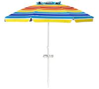 CostwayParasol de Plage Inclinable 2,2 M avec Porte-Gobelet et Protection Solaire UPF50 + Parasol Portable Multicolore
