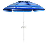 CostwayParasol de Plage Inclinable 2,2 M avec Porte-Gobelet et Protection Solaire UPF50 + Parasol Portable Bleu