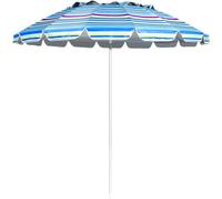 CostwayParasol de Plage Inclinable 2,45 M Protection UPF 50+ Baleines en Fibre de Verre avec Sac Pied Amovible Bleu et Violet