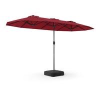 CostwayParasol de Terrasse Double de 340 cm de Haut Extra Large 396 Cm Manivelle Base Lestée Verrouillage Évent Déporté Rouge
