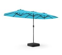 CostwayParasol de Terrasse Double de 340 cm de Haut Extra Large 396 Cm Manivelle Base Lestée Verrouillage Évent Déporté Vert