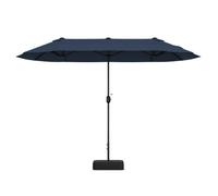 CostwayParasol de Terrasse Double de 340 cm de Haut Extra Large 396 Cm Manivelle Base Lestée Verrouillage Évent Déporté Bleu