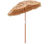 CostwayParasol de terrasse en chaume, parasol tiki hawaïen de 175 cm avec sac de transport design inclinable parasol de table ou de marché extérieur pliable et portable