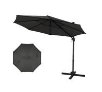 CostwayParasol Deporte 3x3M avec 8 Baleines&Manivelle Lisse Réglable en 6 Positions&Rotatif 360° Protection Solaire&Résistant à l'Eau Gris