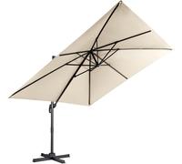CostwayParasol Déporté Inclinable 3x3M avec Base Croisée Rotation à 360° Manivelle 8 Baleines Event pour Jardin Terrasse Beige
