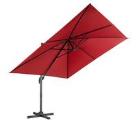 CostwayParasol Déporté Inclinable 3x3M avec Base Croisée Rotation à 360° Manivelle 8 Baleines Event pour Jardin Terrasse Vin-Rouge