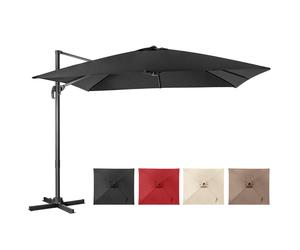 CostwayParasol Déporté Inclinable 3x3M avec Base Croisée Rotation à 360° Manivelle 8 Baleines Event pour Jardin Terrasse Noir