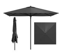 CostwayParasol Droit Rectangulaire 300 x 300 CM Parasol de Terrasse avec Structure Métallique Mât Démontable Sangles Sans Base Gris