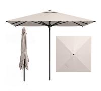 CostwayParasol Droit Rectangulaire 300 x 300 CM Parasol de Terrasse avec Structure Métallique Mât Démontable Sangles Sans Base Beige