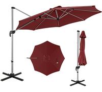 CostwayParasol Extérieur de 33 cm Parasol Rond en Porte-A-Faux avec Rotation à 360°Inclinaison Réglable Parasol Déporté Résistant au Vent