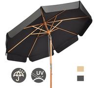 COSTWAY Parasol pour Terrasse Inclinable Dia.3M avec Manivelle Anti-UV,Protection Solaire Toile Polyester Imperméable Gris