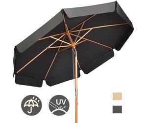 CostwayParasol Inclinable Ø300x253CM avec Manivelle Anti-UV Protection Solaire Toile Polyester Imperméable à Rabats Gris