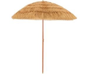 CostwayParasol Inclinable de Paille en PP 2M Fixation pour Sable Toit Chaume Style Hawaïen 2 Parties Démontables pour Plage Cour Piscine