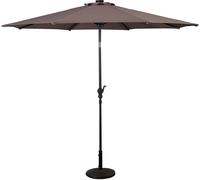 CostwayParasol Inclinable Dia. 300 cm avec 24 Lumières LED Dolaire en Scier Toile Polyester pour Jardin et Terrasse Marron