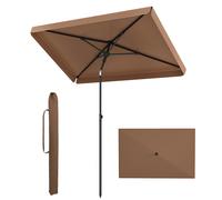 CostwayParasol Inclinable Rectangulaire 200 x 130 CM Parasol avec Inclinable sur 30° Structure Métallique Sac de Transport Sans Base Marron