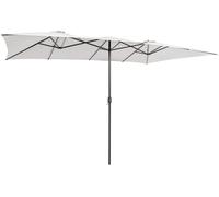CostwayParasol Terrasse à 10 côtes Cadre Métal Poignée Manivelle Sommet Ventilé Grand Parasol Double Jumeau pour Cour Balcon Patio Plage Piscine Beige