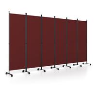 CostwayParavent à Roulette - 6 Panneaux Pliable Détachables 334,5 x 172 cm (L x H) Cloison de Séparation Protéger Privée Café