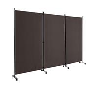 CostwayParavent à Roulette Brise Vue 3 Panneaux Pliable Détachables 262 x 180 CM Cloison de Séparation Protéger Privée Café
