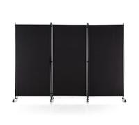 CostwayParavent à Roulette Brise Vue 3 Panneaux Pliable Détachables 262 x 180 CM Cloison de Séparation Protéger Privée Noir