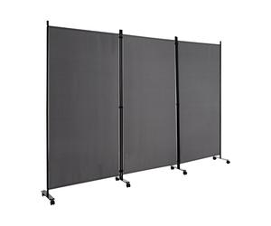 CostwayParavent à Roulette Brise Vue 3 Panneaux Pliable Détachables 262 x 180 CM Cloison de Séparation Protéger Privée Gris