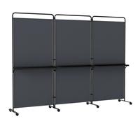 CostwayParavent Interieur 3PCS à 8 Roulettes Freins Separateur de Pieces Pliable avec 3 Étagères 4 Pieds&Structure Triangulaire 259x188cm Gris