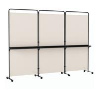 CostwayParavent Interieur 3PCS à 8 Roulettes Freins Separateur de Pieces Pliable avec 3 Étagères 4 Pieds&Structure Triangulaire 259x188cm Blanc