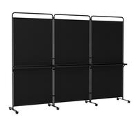 CostwayParavent Interieur 3PCS à 8 Roulettes Freins Separateur de Pieces Pliable avec 3 Étagères 4 Pieds&Structure Triangulaire 259x188cm Noir