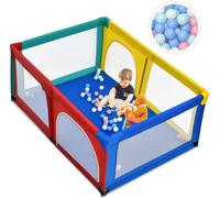 CostwayParc Bébé Portable 120 x 190 x 69 CM aevc 50 Boules Colorées Barrière de Sécurité de Enfants Pieds Antidérapantes 3 Ans + Coloré
