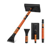CostwayPelle à Neige Extensible 2 en 1 Grattoir à Glace de 104 CM pour Pare-Brise Tête Rotative à 180° Poignée en EVA Antidérapante Orange