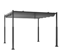 CostwayPergola d'Extérieur 310 x 310 CM avec Auvent Rétractable Colonnes Métalliques Robustes Pavillon Moderne Pare-Soleil Tonnelle