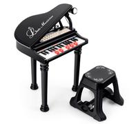 CostwayPiano Numérique 31 Touches avec Tabouret & Microphone Piano Electronique avec Mode d'Enseignement LED & MP3 pour Enfants 3 Ans Noir
