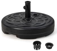 COSTWAY Base/Pied de Parasol Rond Lestée 56CM en HDPE avec Réservoir Rechargeable Rempli d'Eau/Sable 46kg aux Poteaux 38/48 mm Noir