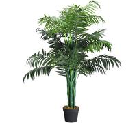 CostwayPlante Artificielle 110cm en pot Faux arbre palmier Aréca avec pot pour décoration intérieur ou extérieur, Vert