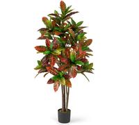 CostwayPlante Artificielle de 150 cm en Pot de Pépinière Fausse Arbre avec Feuilles Dégradées Plante Verte Tropicale Décoration du Magasin
