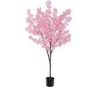 CostwayPlante Artificielle en Pot Remplies de Ciment 190CM avec 900 Fleurs Roses Fausse Cerisier avec Troncs de PE Simulés Décoration Moderne Rose