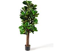 CostwayPlante Artificielle Pot Feuilles de Figuier Vert de 1,5m pour Décoration