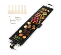 CostwayPlaque de Cuisson Électrique de 100cm Gril de Table Antiadhésif avec Température Réglable Thermostat et Bac à Graisse 116,5x24x10,5cm