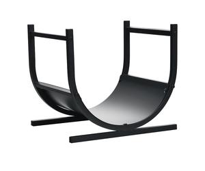 CostwayPorte-bûches Bois de Cheminée en Métal en Forme de U 43 x 37 x 39,5 cm avec Poignées Charge 30 kg Intérieur Extérieur