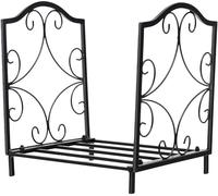 CostwayPorte-Bûches en Fer Forgé avec Poignée Charge Max 60 kg de Bois Range-bûche pour Poêle Brasero Foyer Cheminée 44x32x39,5cm