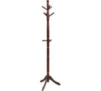 CostwayPorte-Manteau à 9 Crochets en Bois Massif Hauteur Réglable pour Chambre Salon Entrée Marron