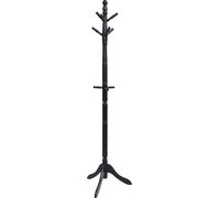 CostwayPorte-Manteau à 9 Crochets en Bois Massif Hauteur Réglable pour Chambre Salon Entrée Noir