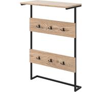 CostwayPorte-manteau Mural 6 Crochets et Etagère de Présentation Portant à Vêtements Cadre en Métal Etagère Peu Encombrante Naturel