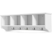 CostwayPorte-Manteau Mural avec 4 Compartiments et 5 Crochets Doubles-Tête de Style Moderne 72 x 15,5 x 23 CM Blanc