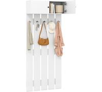 CostwayPorte-manteau Mural pour Entrée Portant Mural avec 5 Crochets Doubles et Armoire à 2 Portes Étagère Murale Gain de Place Blanc