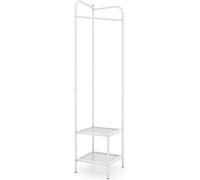 CostwayPorte Manteau sur Pieds Portant a Vetement Solide avec Cintre Supérieur et 2 Étagères en Maille Vestiaire d'Entrée Hauteur 193,5 cm Blanc