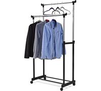 CostwayPorte-manteau sur Roulettes avec Étagère à Chaussures Portant à Vêtements Hauteur Réglable Double Barres, 84x43x168cm