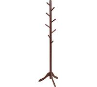 CostwayPorte Manteaux en Bois 8 Crochets Portant à Vêtement sur Pied Hauteur Réglable 100/138/179cm Porte-Manteau pour Entrée Chambre Dortoir Appartement Marron