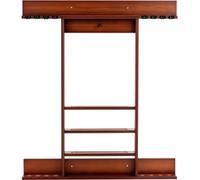 CostwayPorte-Queues de Billard Mural 8 Queues et Rainures à 3 Niveaux 15 Porte-balles 1 Porte-boules Triangle en Bois pour Club