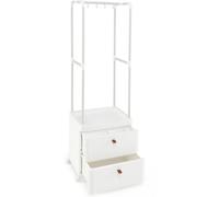 CostwayPorte-vêtements avec 2 Tiroirs Organisateur de Vêtements avec Roulettes Verrouillables Commode Autoportante Tringle de Suspension Blanc