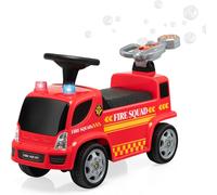 CostwayPorteur - Camion de Pompiers pour Enfants Musique Phares Sirène Klaxon 18-36 Mois Rouge
